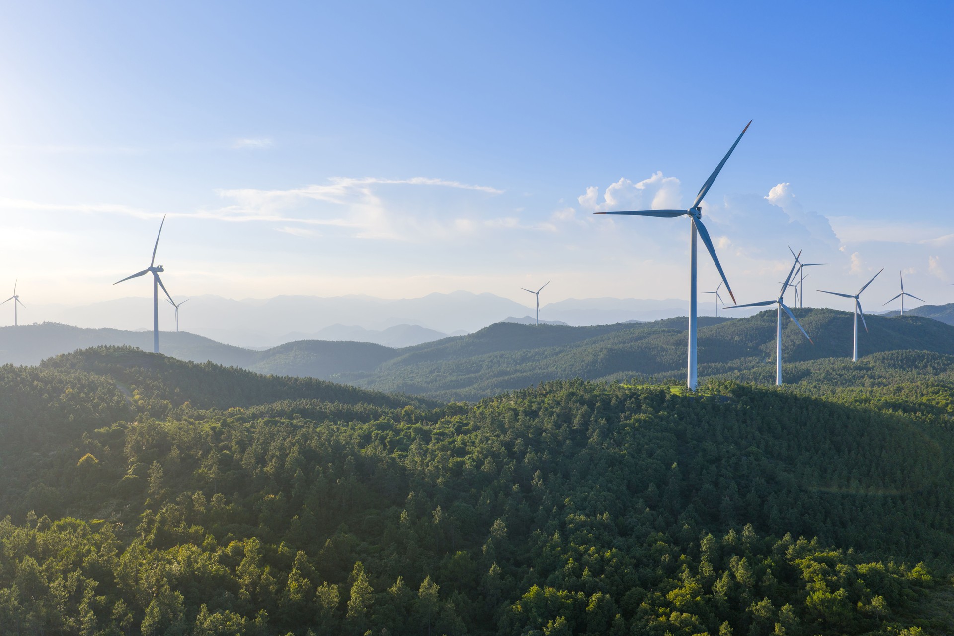 Wind turbines on top of a mountain